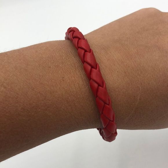 Red Braided Bracelet with silver safely clasp. - Picture 1 of 5